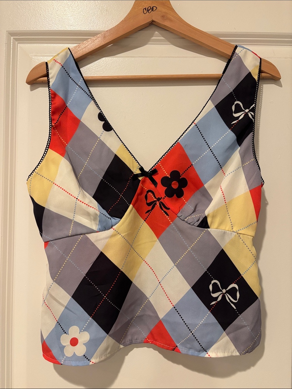 Lisa Says Gah! Multicolor Argyle Floral Tank Top - Womens Intimates & Sleepwear